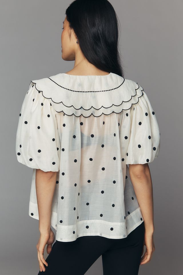 English Factory Scalloped Collar Blouse | Anthropologie
