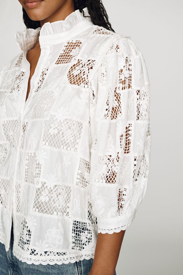 English Factory Cutwork Buttondown Shirt #1