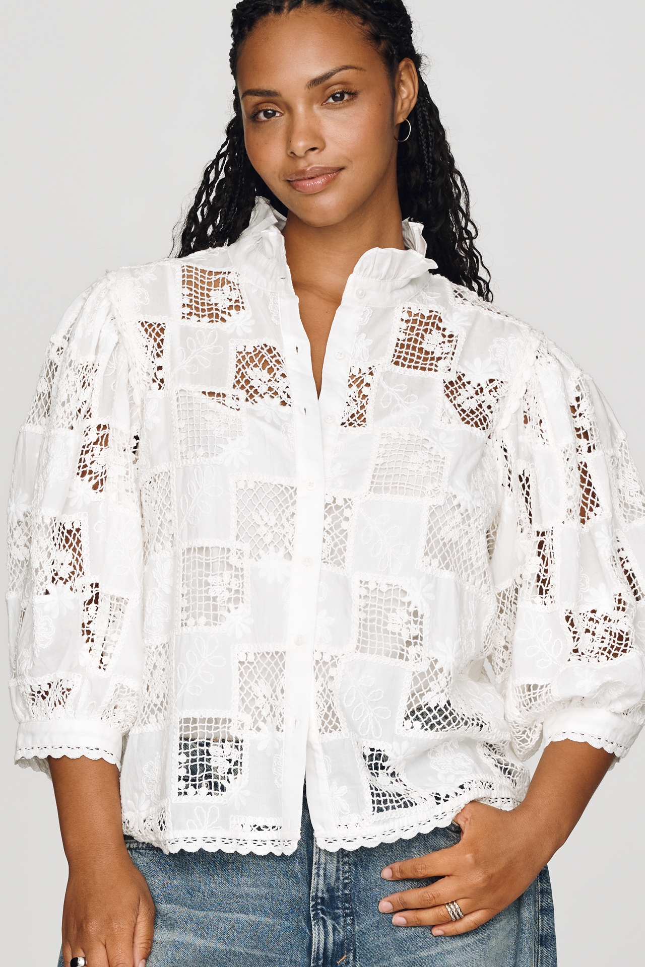 English Factory Cutwork Buttondown Shirt