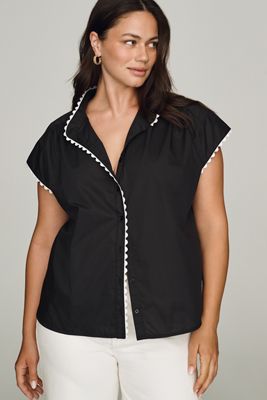 English Factory Scalloped Short-Sleeve Top