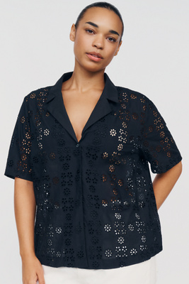 English Factory Short-Sleeve Eyelet Top by Anthropologie