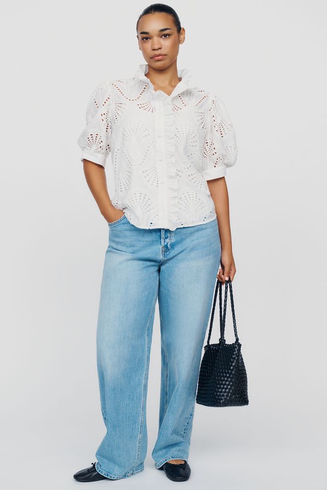 English Factory 100% Cotton Puff-Sleeve Buttondown Shirt #2