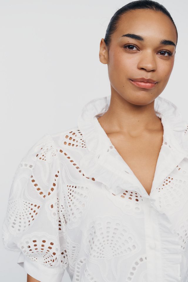 English Factory 100% Cotton Puff-Sleeve Buttondown Shirt #3