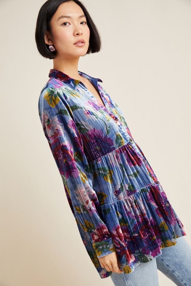 Maeve Reverie Tiered Velvet Tunic #3