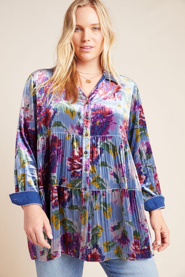 Maeve Reverie Tiered Velvet Tunic #8