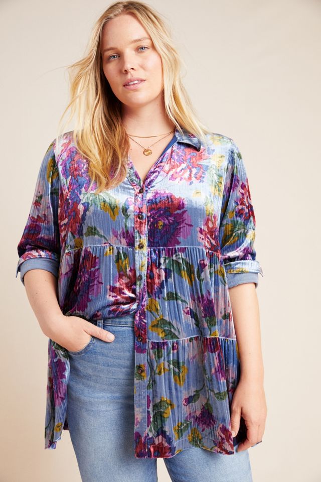 Maeve Reverie Tiered Velvet Tunic #5
