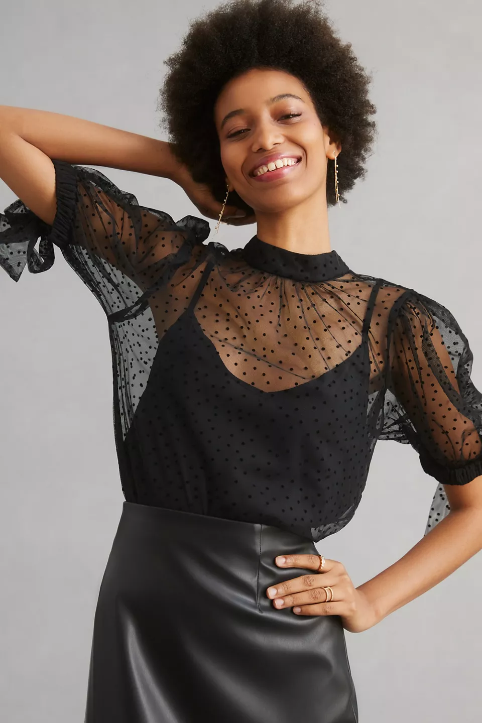 By Anthropologie Sheer Tulle Blouse