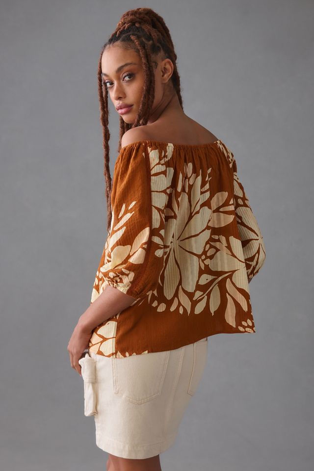 By Anthropologie Off-The-Shoulder Floral Blouse #1