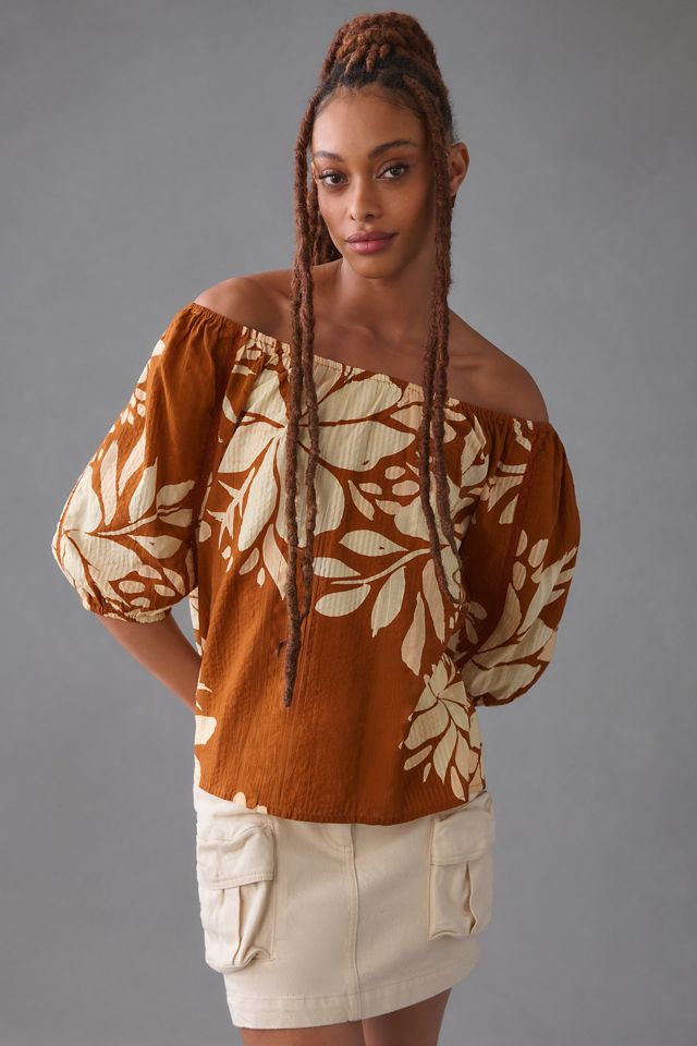 By Anthropologie Off-The-Shoulder Floral Blouse #2