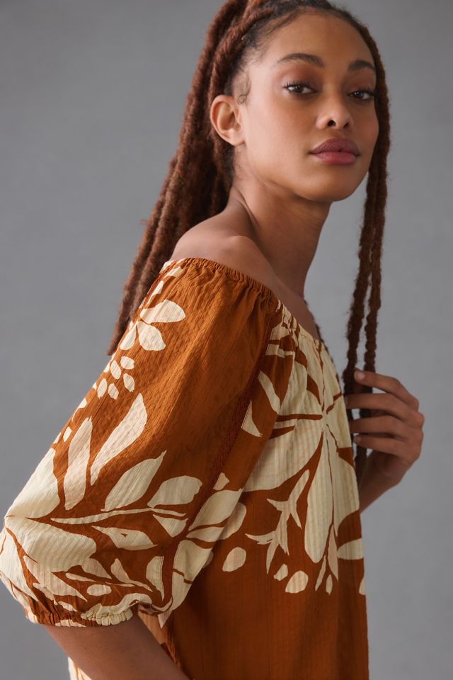 By Anthropologie Off-The-Shoulder Floral Blouse #3