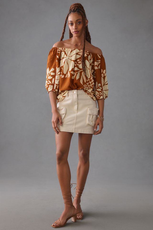 By Anthropologie Off-The-Shoulder Floral Blouse #4