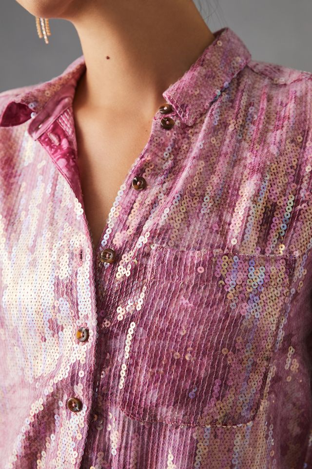 Pilcro Shrunken Sequin Blouse #3