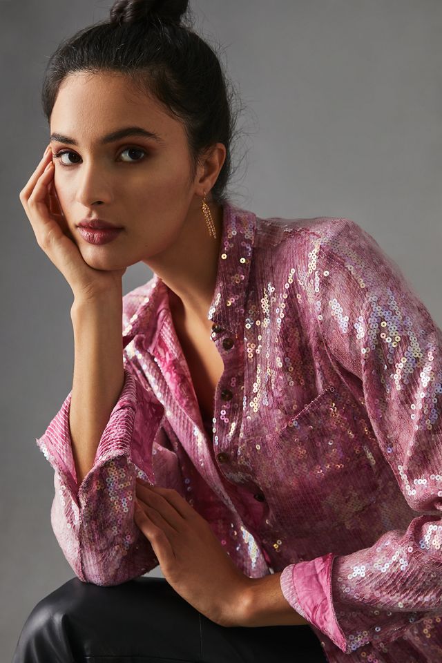 Pilcro Shrunken Sequin Blouse #4