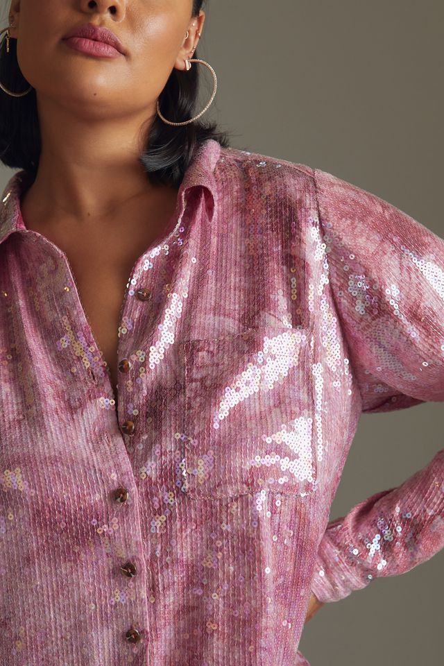 Pilcro Shrunken Sequin Blouse #8