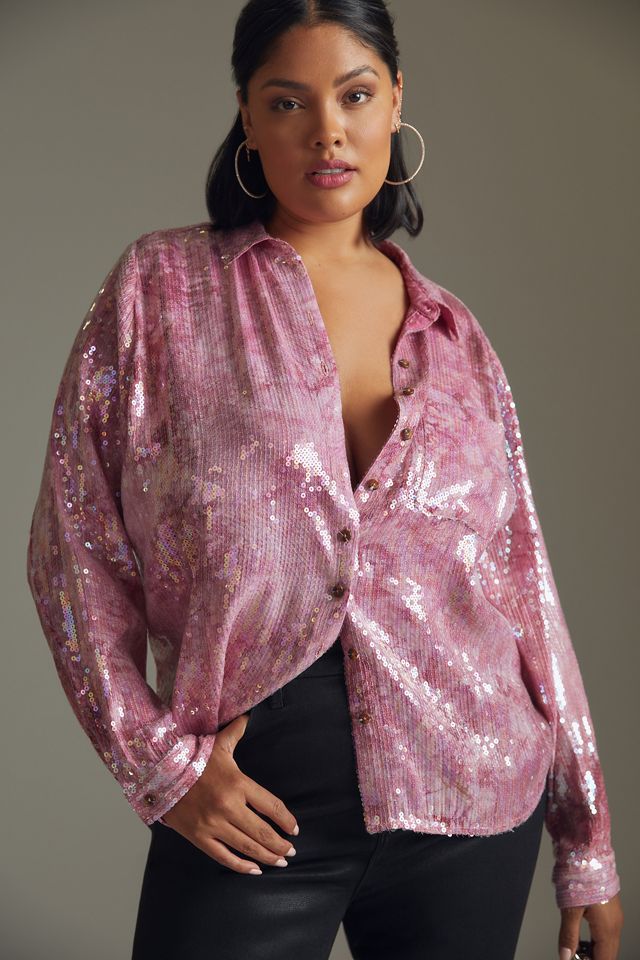 Pilcro Shrunken Sequin Blouse #5