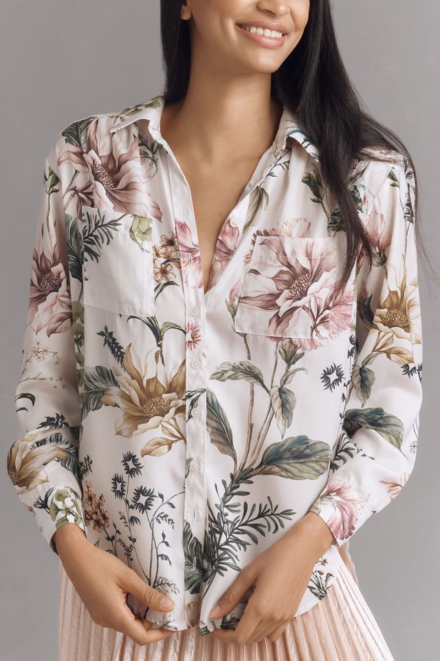 By Anthropologie Relaxed Long-Sleeve Floral Shirt #3