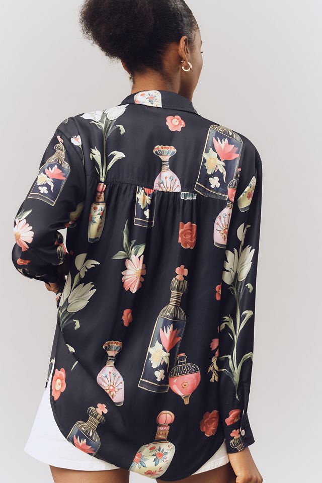 By Anthropologie Chemise florale à manches longues et coupe décontractée #1