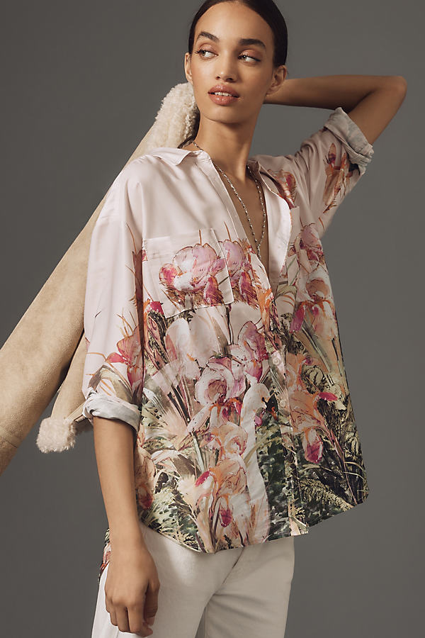 By Anthropologie Relaxed Long-Sleeve Floral Shirt