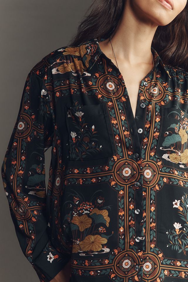 By Anthropologie Camisa Floral de Manga Larga Relajada #2