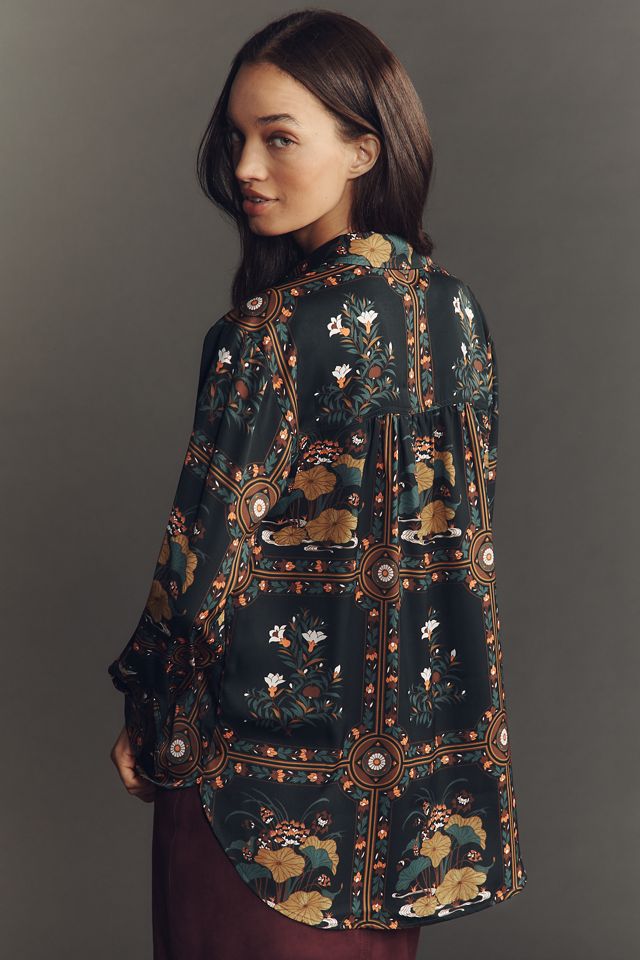 By Anthropologie Camisa Floral de Manga Larga Relajada #3