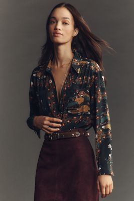 By Anthropologie Relaxed Long-Sleeve Floral Shirt
