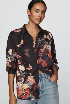 By Anthropologie Camicia Floreale a Maniche Lunghe Rilassata