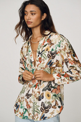 By Anthropologie Relaxed Long-Sleeve Floral Shirt