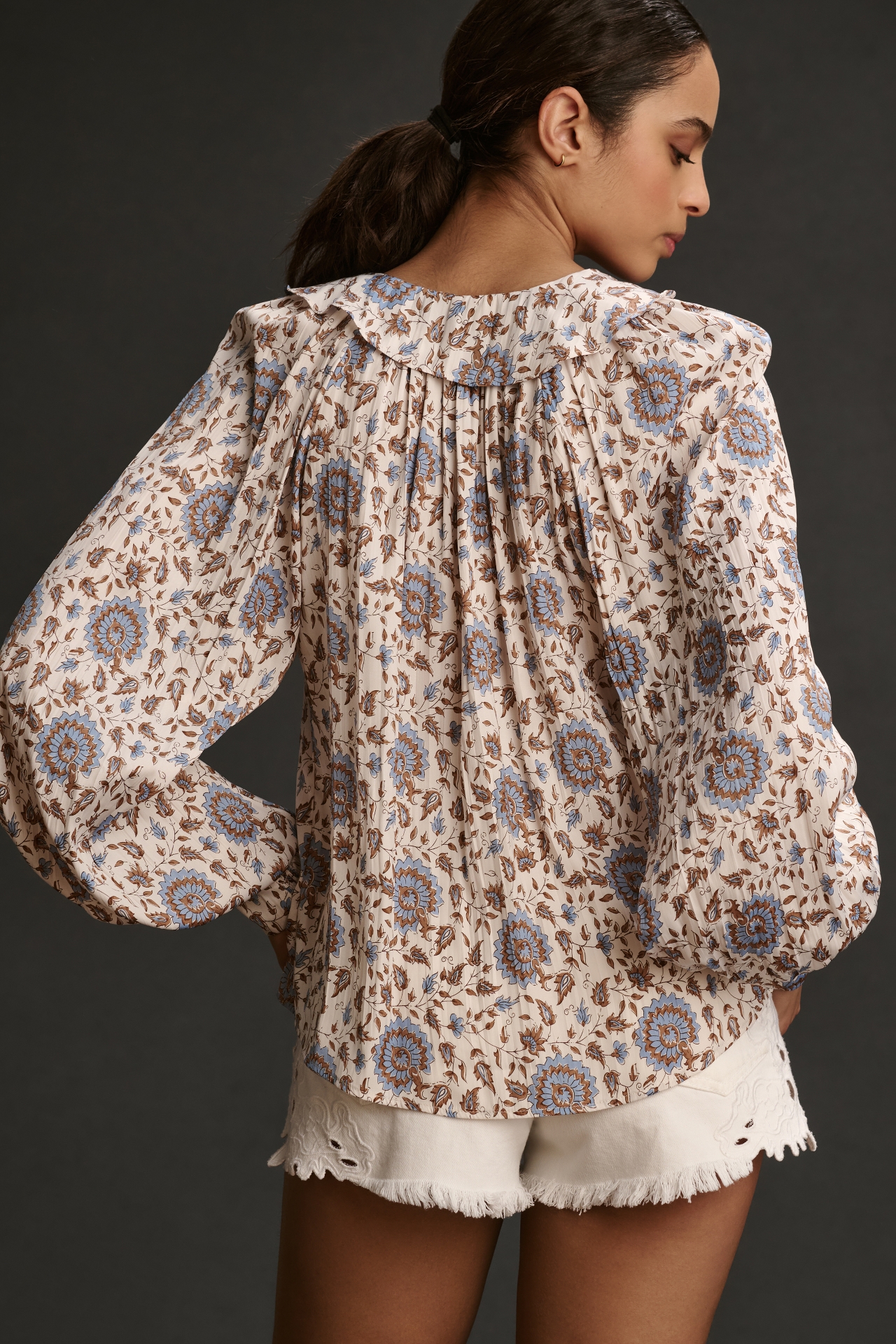 By Anthropologie Button-Front Peasant Blouse