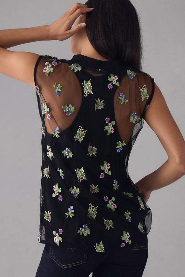 Maeve Sheer Floral Twofer Blouse #1