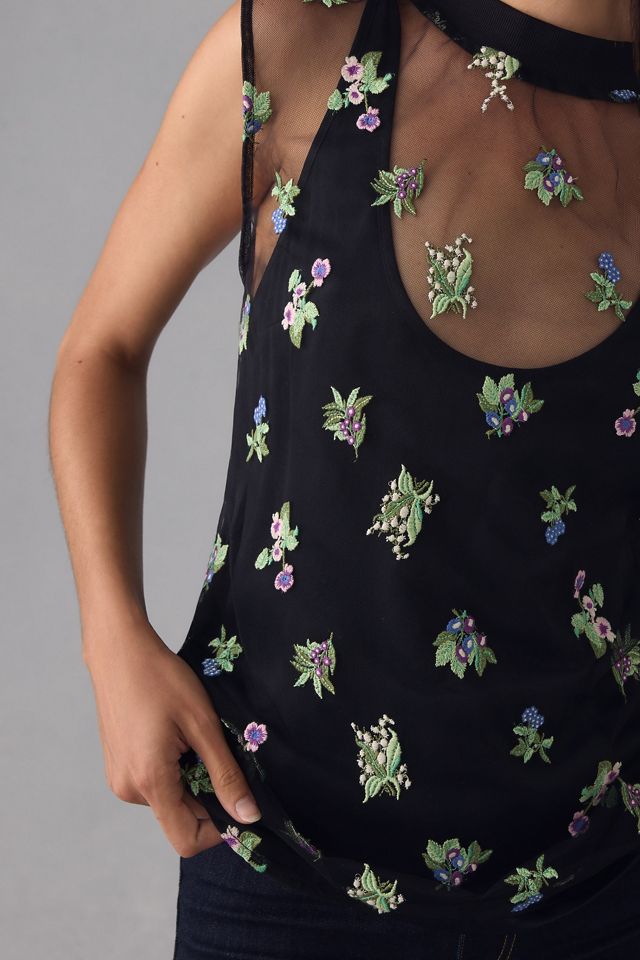 Maeve Sheer Floral Twofer Blouse #3