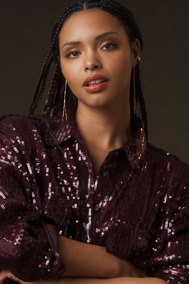 Pilcro Sequin Buttondown Shirt #6