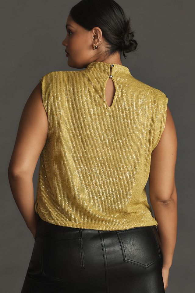 By Anthropologie Mock-Neck Sequin Shell Tank #5