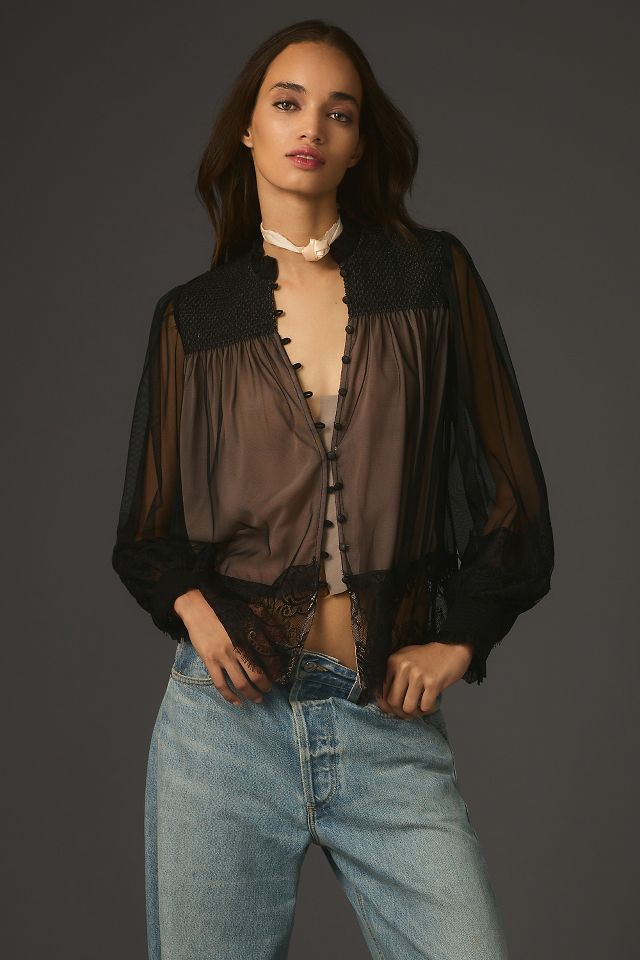 Tulle puff best sale sleeve top