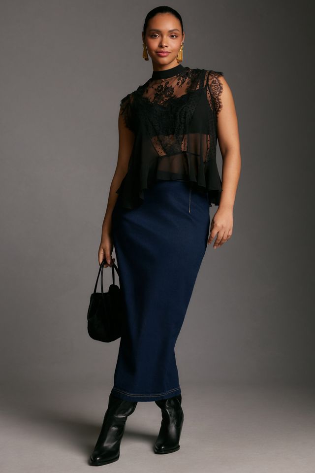 Maeve Sheer Lace Hanky-Hem Blouse #6