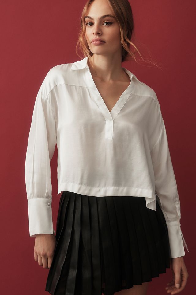 Maeve Silky Collared Popover Blouse #2