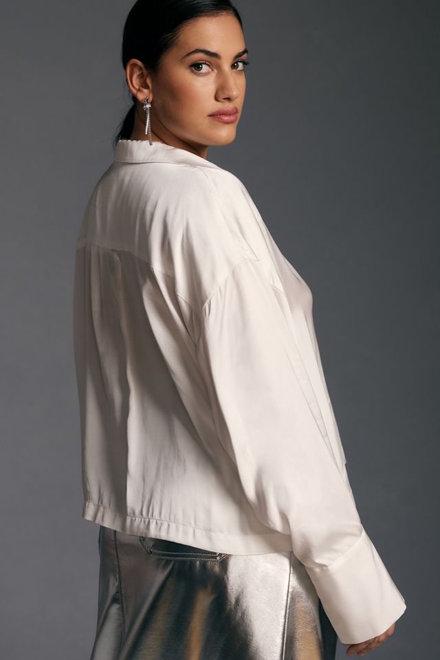 Maeve Silky Collared Popover Blouse #4