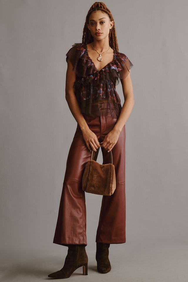 By Anthropologie Tulle Lace Mix Ruffled Top #2