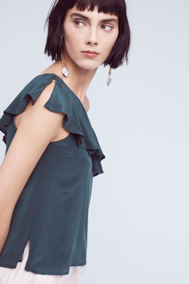 Silk One-Shoulder Blouse #1