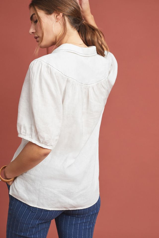 Collared Linen Blouse #1