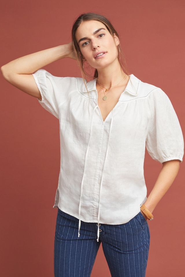 Collared Linen Blouse #3