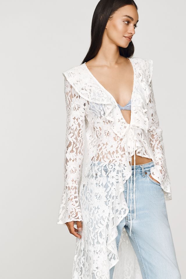 Avec Les Filles Ruffle Lace Longline Top #1