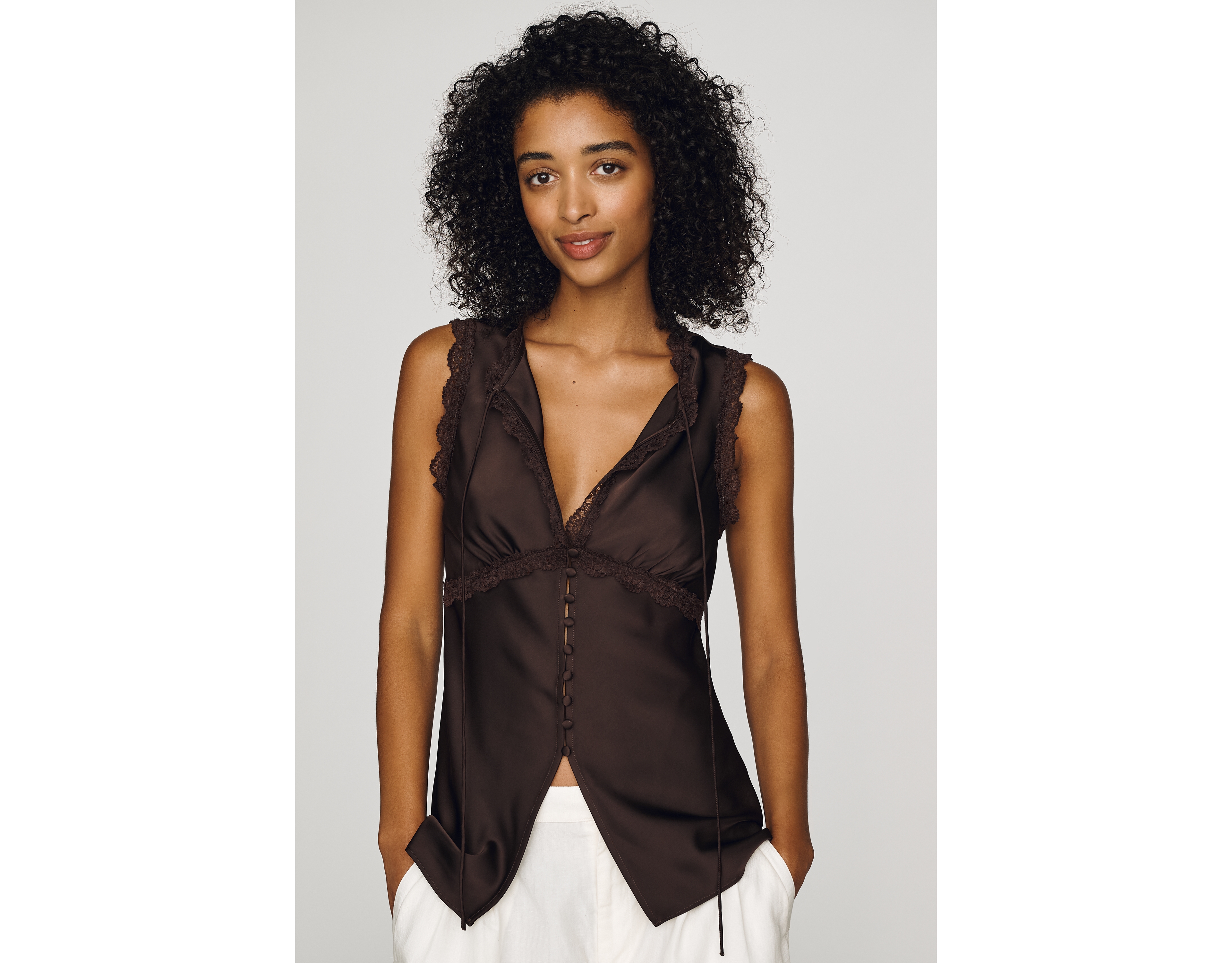 Avec Les Filles Lace Hem Tank