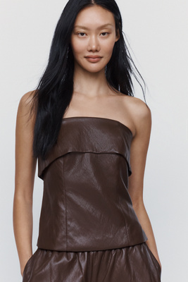 Avec Les Filles Faux Leather Strapless Top by Anthropologie
