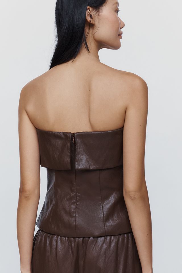 Avec Les Filles Faux Leather Strapless Top #1