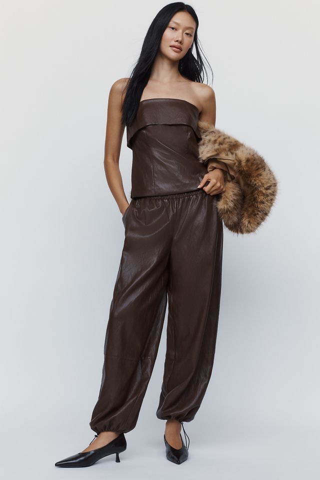 Avec Les Filles Faux Leather Strapless Top #3