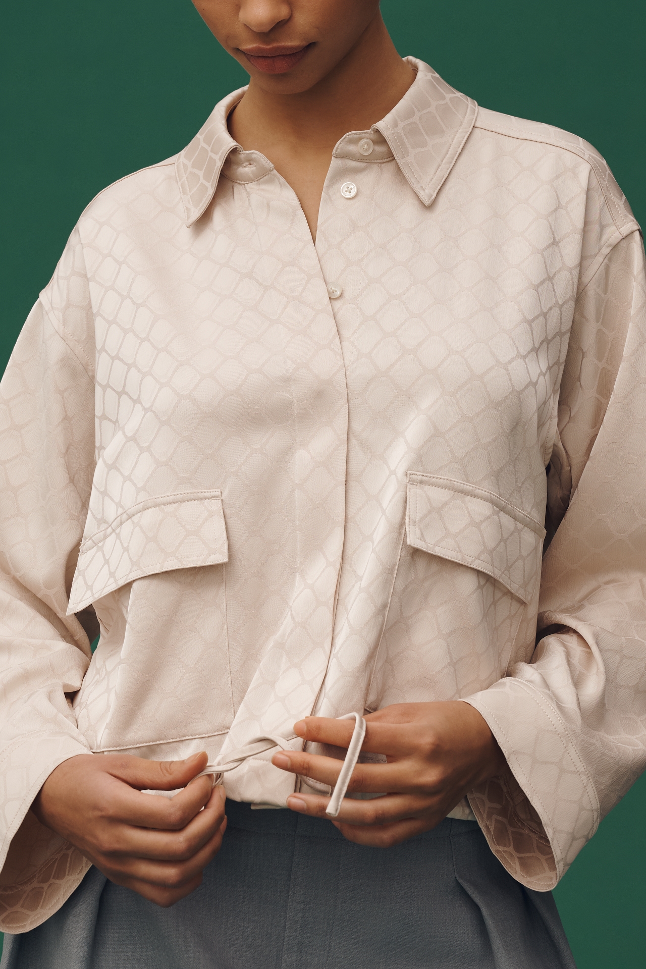 Scotch & Soda Collared Satin Jacquard Blouse