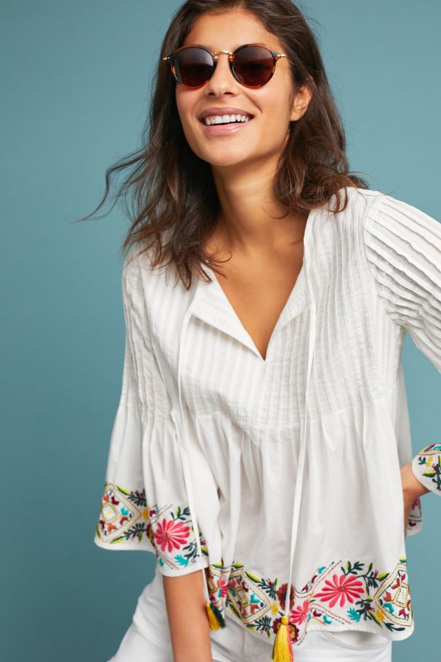 Bella Embroidered Peasant Blouse