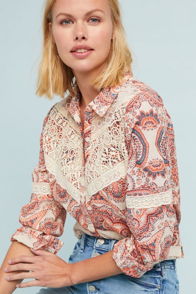 Chemise Western Chemise Motif Paisley Chemise à Manches Longues