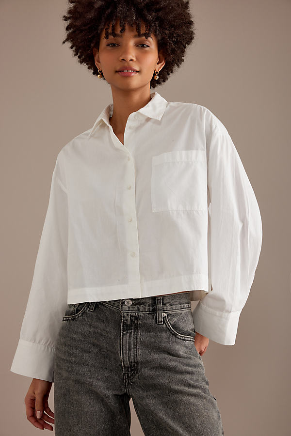 Selected Femme Astha Long-Sleeve Boxy Cropped Shirt