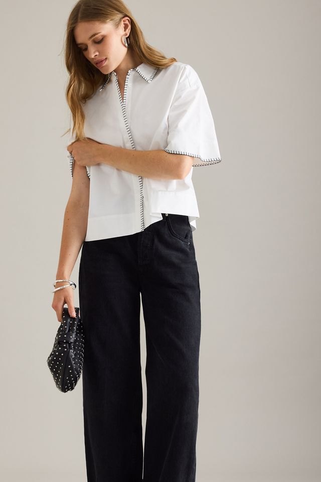 Selected Femme Camicia Crop a Maniche Corte Fia #4